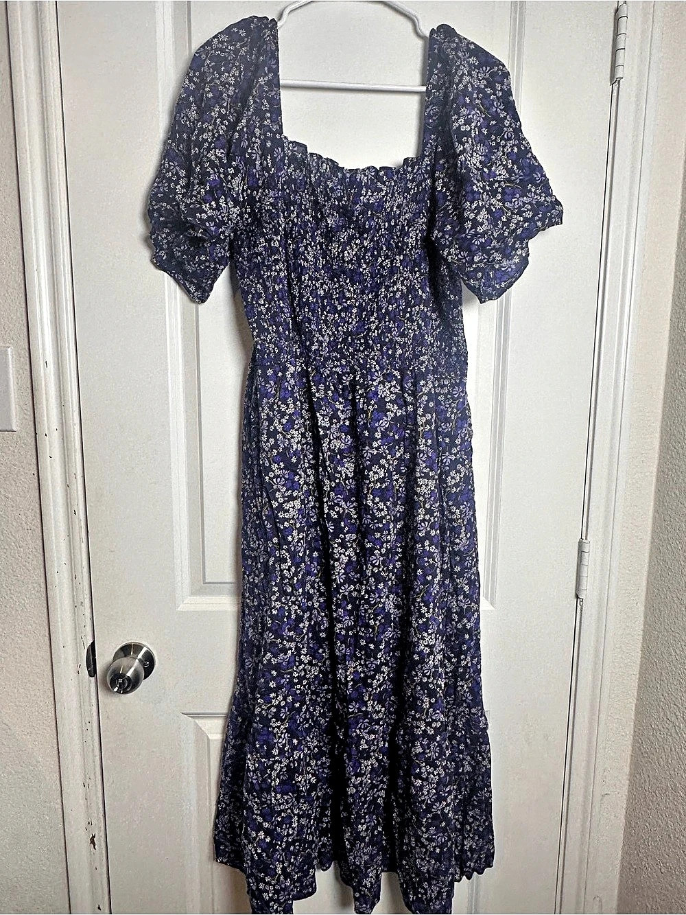 Raper James Floral Midi Dress in Blue & Purple Size XL NWOT